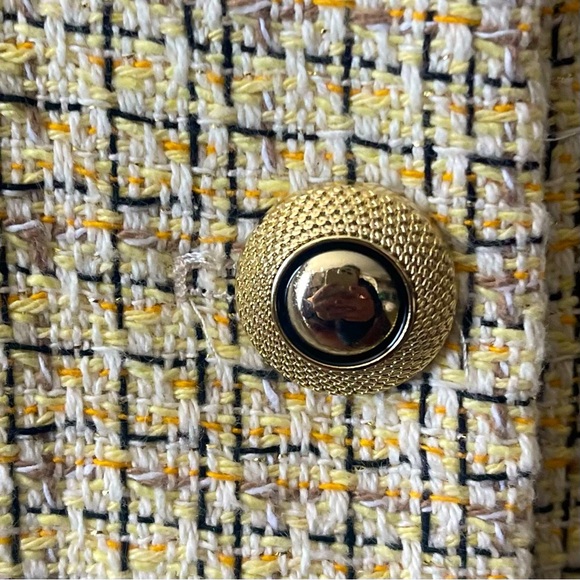 Zara Cream/Yellow Tweed Blazer with Contrast Cuffs - Picture 8 of 9